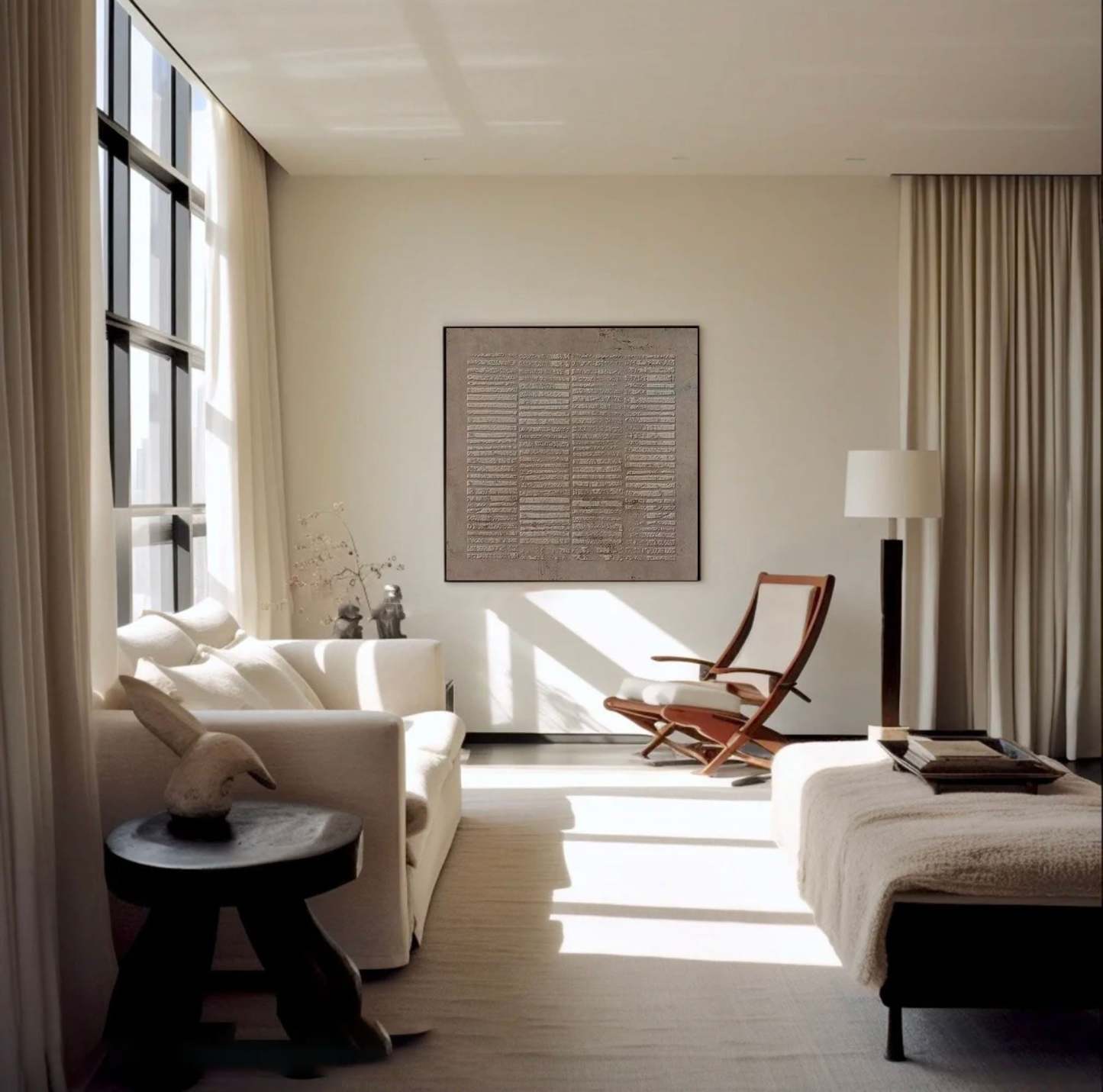 Light Brown Geometric Vertical Stripe Abstract Wall Art