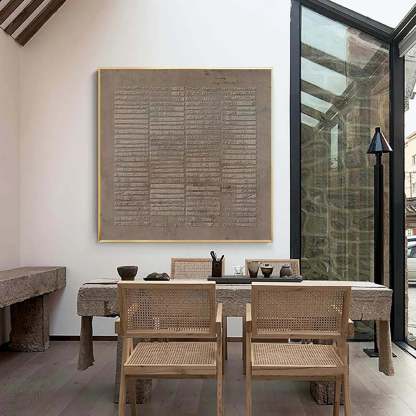 Light Brown Geometric Vertical Stripe Abstract Wall Art