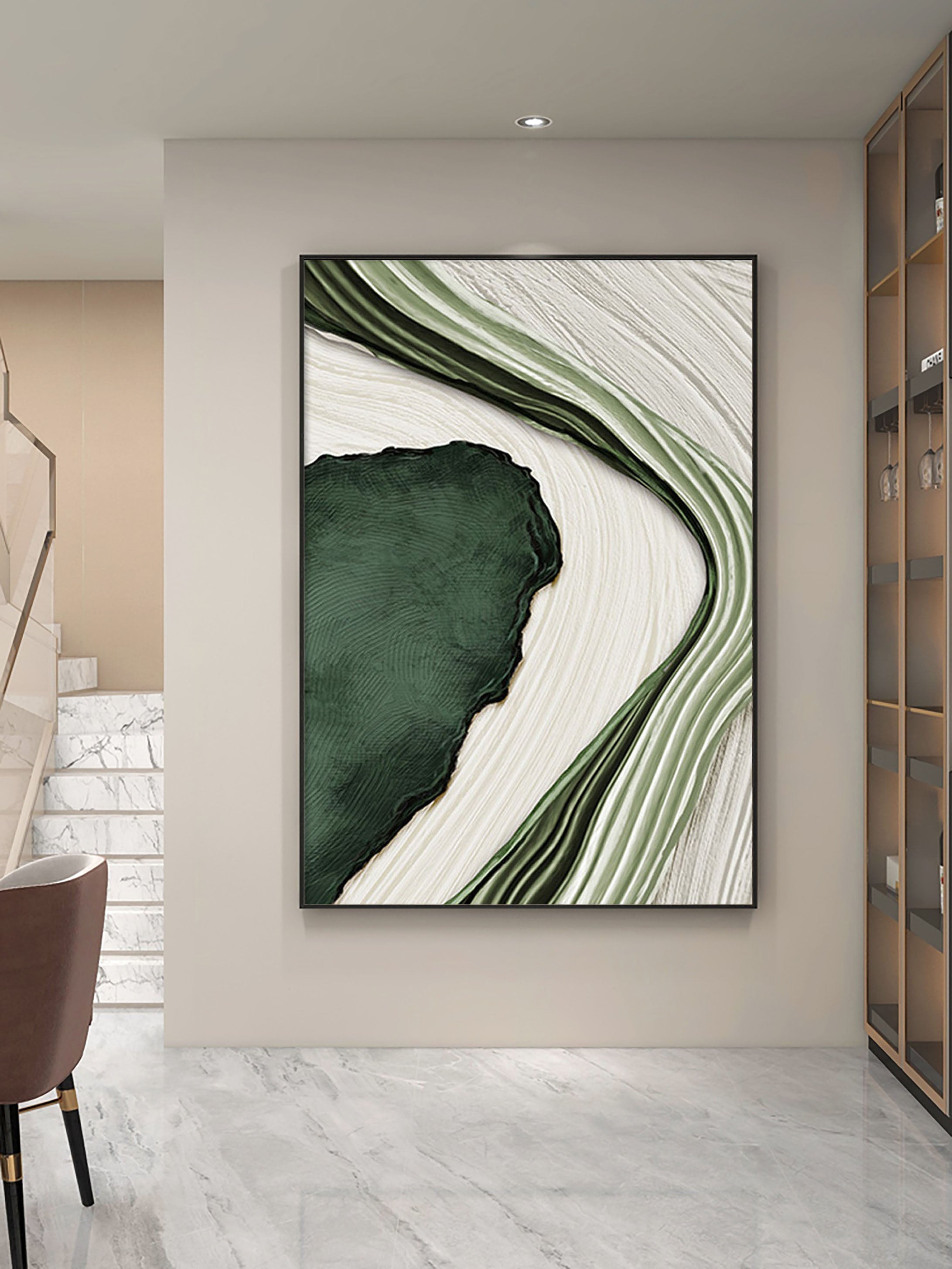 Verdant  Decoration Green and White Texture Wall Art