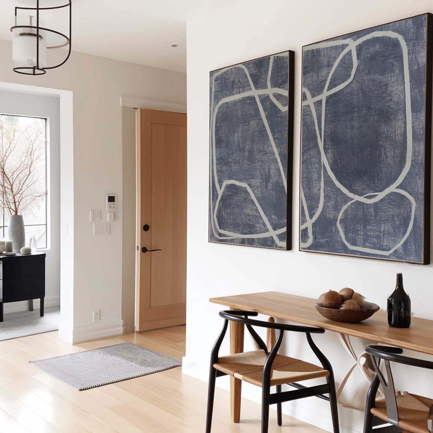 Abstract Dual Canvas Dynamic Geometric Linework Wall Art Set of 2