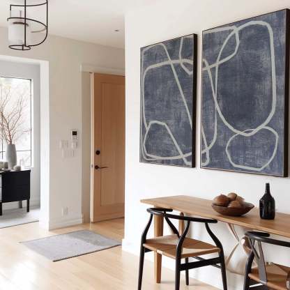 Abstract Dual Canvas Dynamic Geometric Linework Wall Art Set of 2