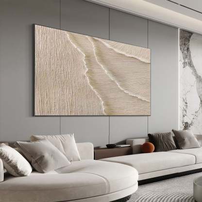 Whispering Sands Minimalist Oil Painting Flowing Wave Texture