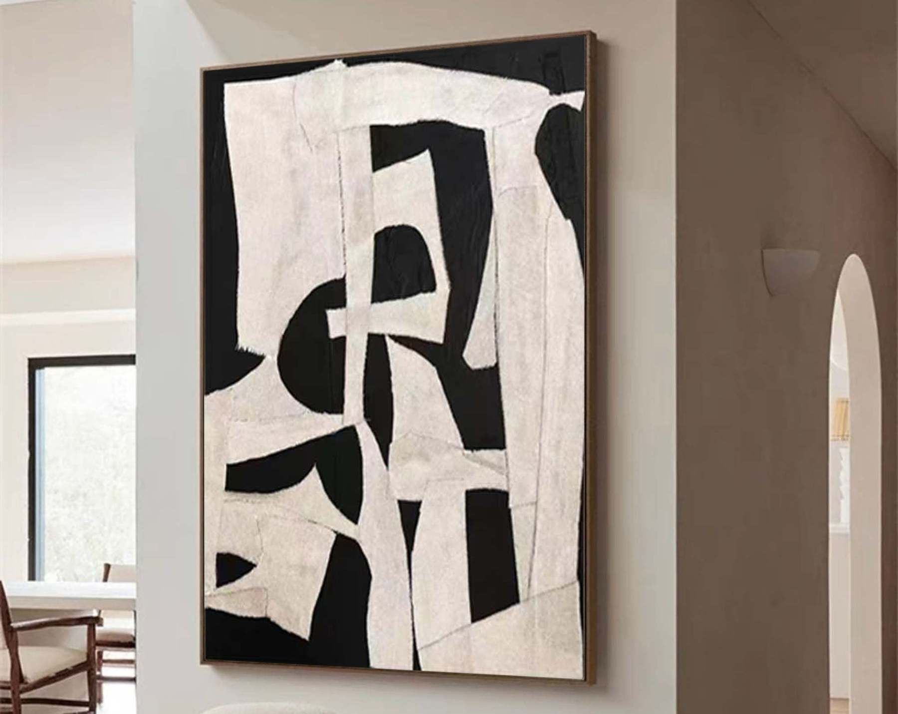 Abstract Harmony Minimalist Black and White Geometric Wall Art