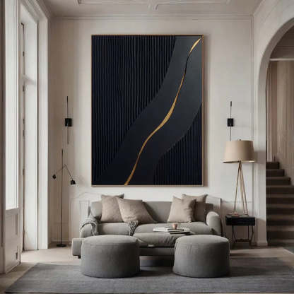 Golden Flow Minimalist 3D Golden Streamlined Texture Abstract Wall Art