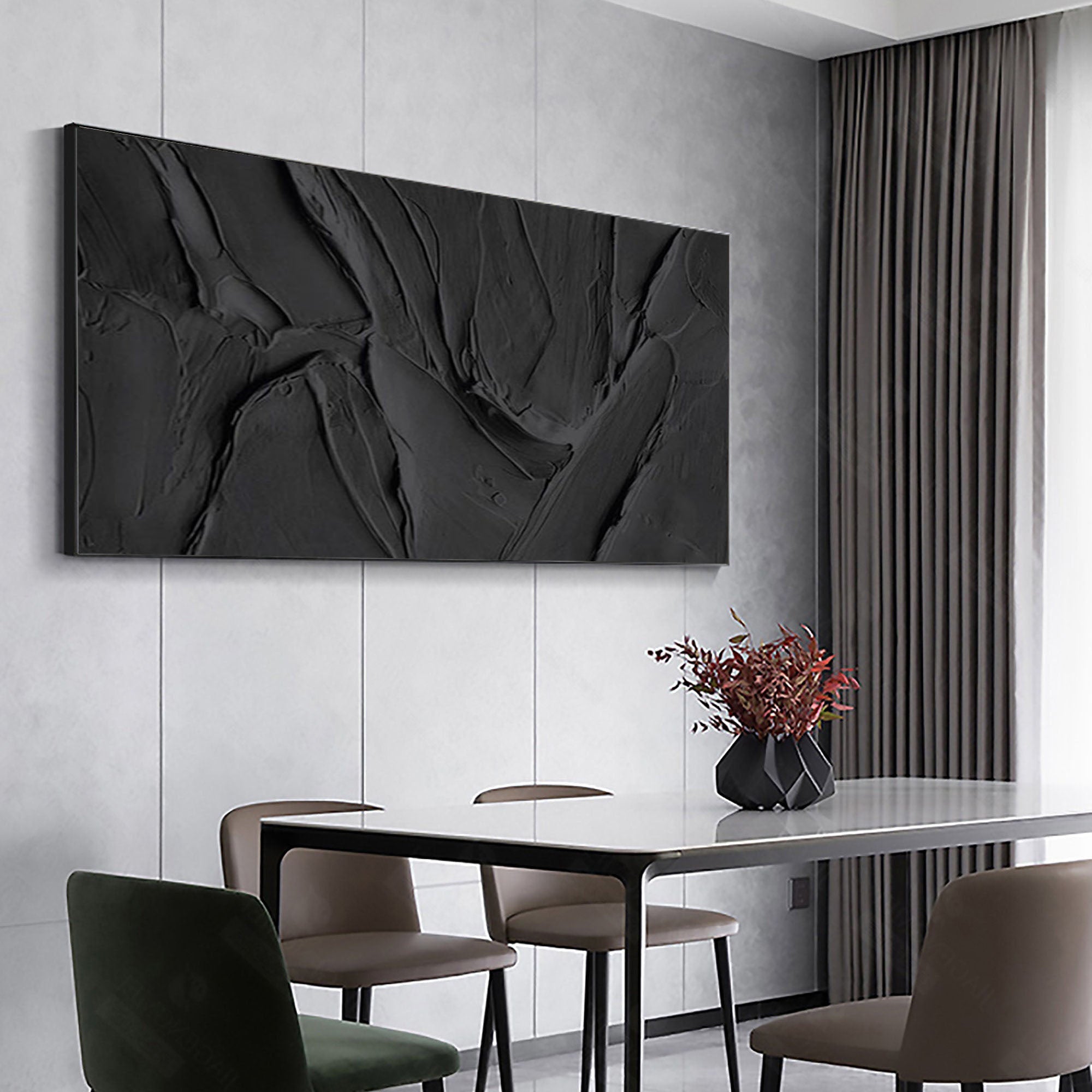 Abstract Black Vein Texture Wall Art