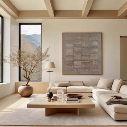 Light Brown Geometric Vertical Stripe Abstract Wall Art