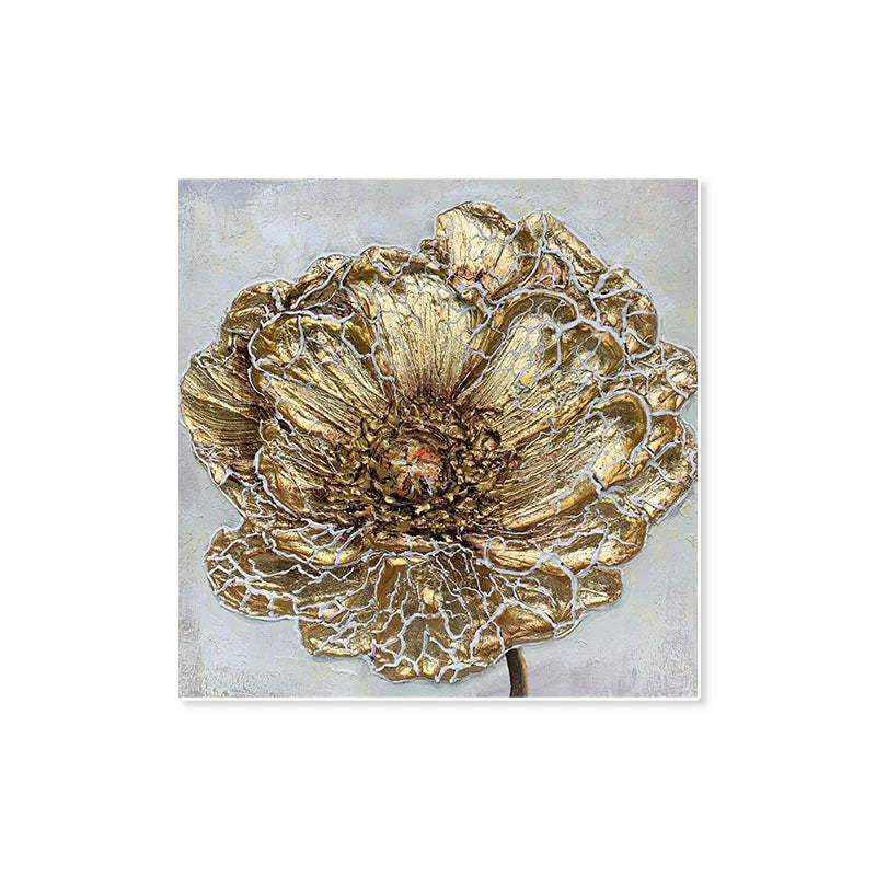 Abstract Texture Wall Art Golden 3D Flowers