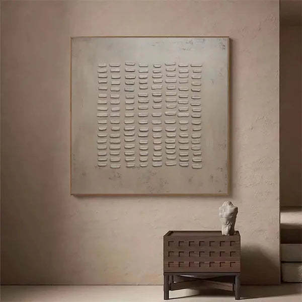 Rhythmic Tranquility Wabi Sabi Geometric Relief Texture Wall Art