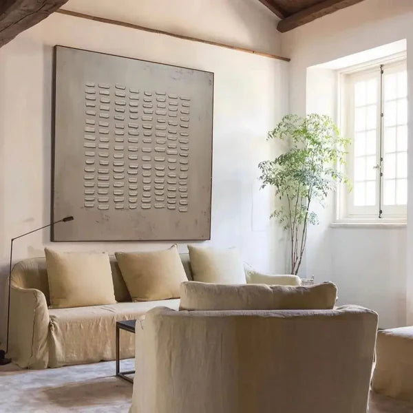 Rhythmic Tranquility Wabi Sabi Geometric Relief Texture Wall Art