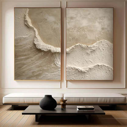 Coastal Textures Abstract Painting Wall Art Set of 2