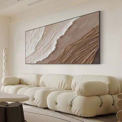 Earthly Harmony Minimalist Abstract Sand Wave Texture Oil Painting