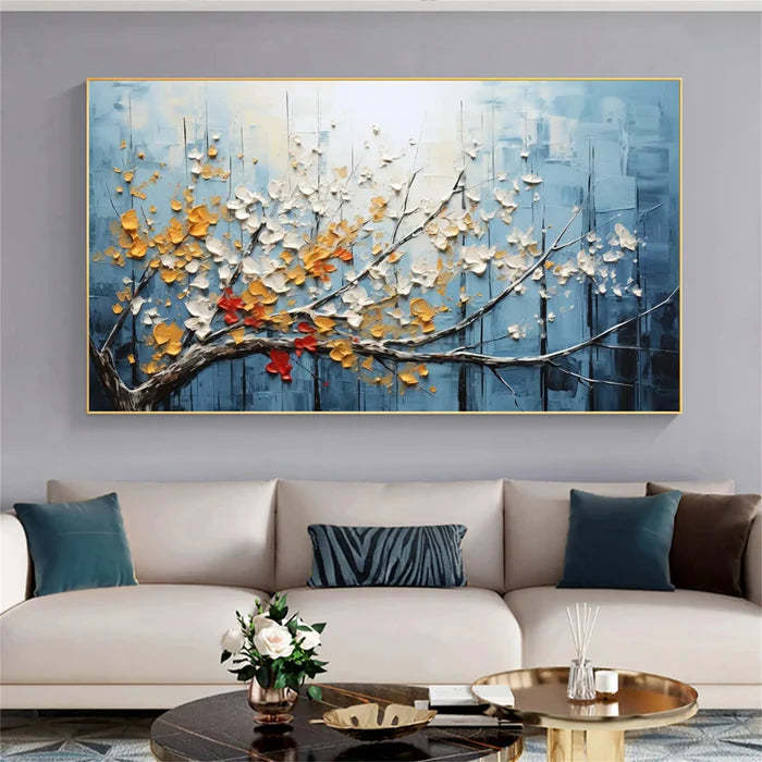 Colorful Tree Texture Vibe 3D Blossoms Abstract Wall Art