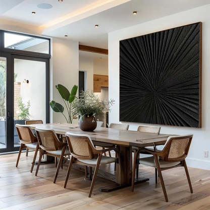 Radiant Black Minimalist Black Radial Decorative Painting Wall Art