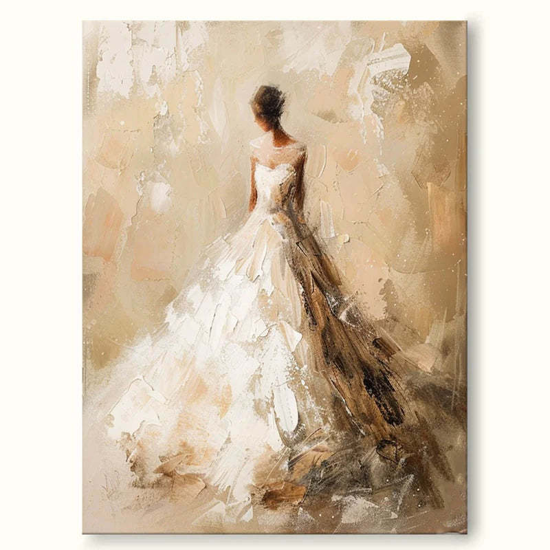 Modern Warm Tone Portrait Oil Painting Wall Art
