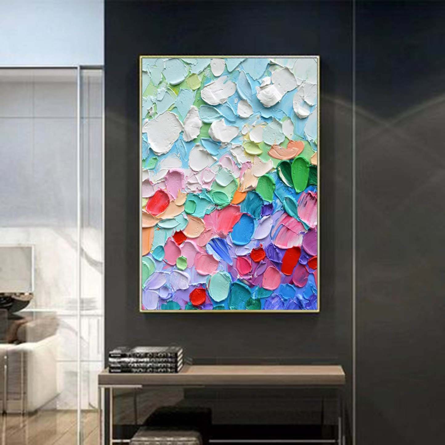 Vibrant Color Symphony Multicolor Texture Abstract Wall Art