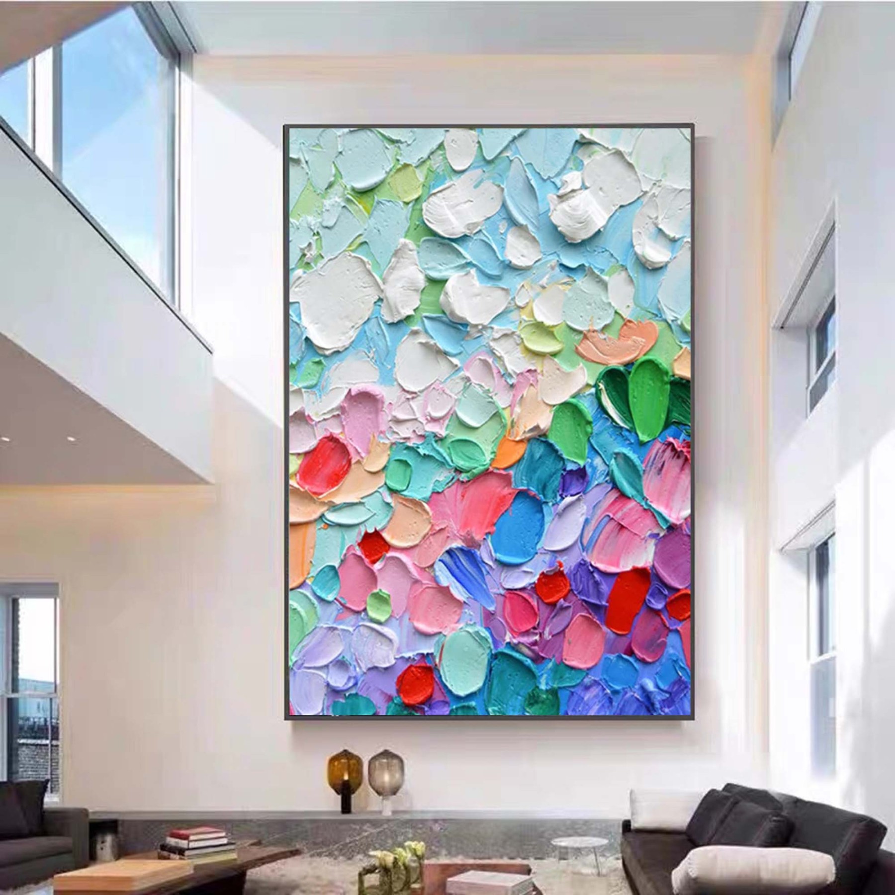 Vibrant Color Symphony Multicolor Texture Abstract Wall Art
