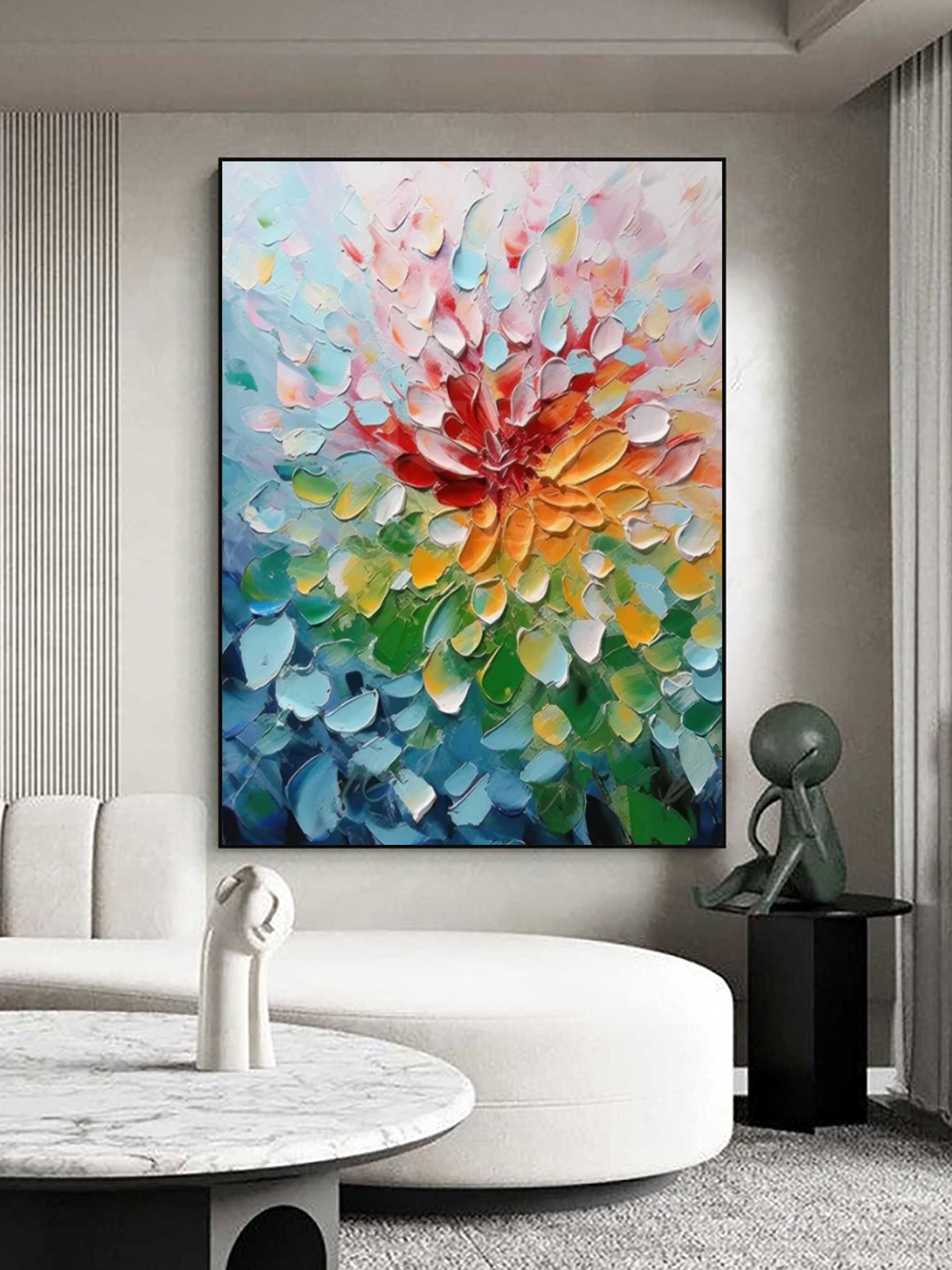 Blooming Radiance Color 3D Flower Abstract Texture Wall Art