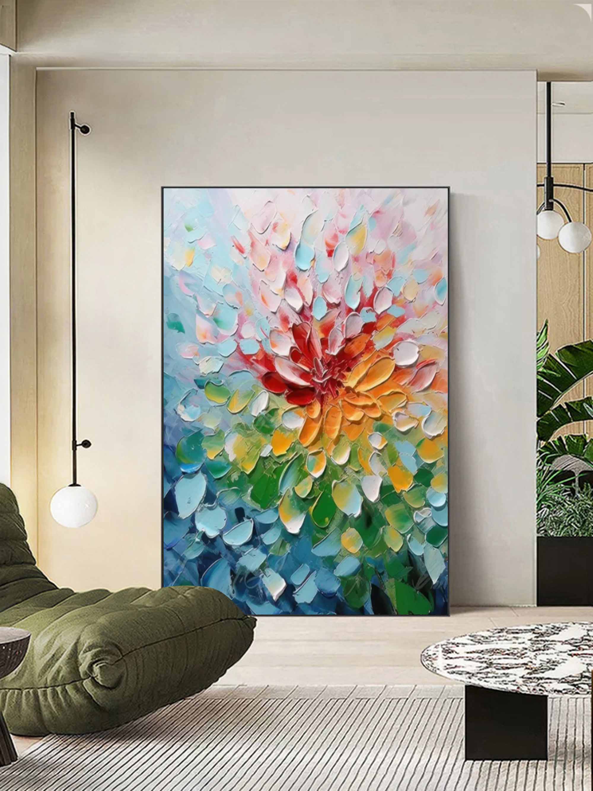 Blooming Radiance Color 3D Flower Abstract Texture Wall Art