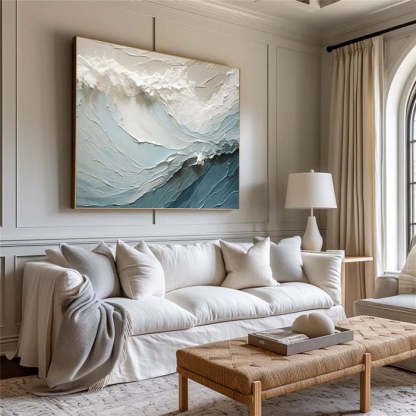 Cascading Ocean Layers Textured Ocean Wave Oil Painting Wall Art
