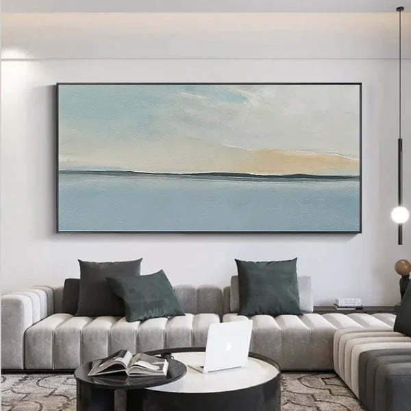 Serene Sky and Ocean Horizon Canvas Abstract Sea View Wall Art