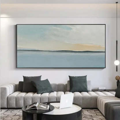 Serene Sky and Ocean Horizon Canvas Abstract Sea View Wall Art