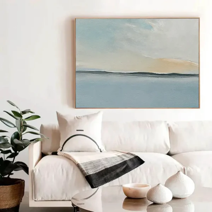 Serene Sky and Ocean Horizon Canvas Abstract Sea View Wall Art