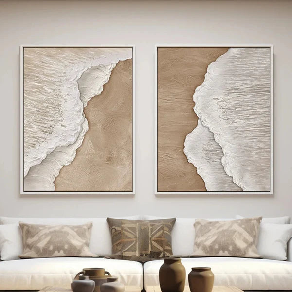 Wave Sand Harmony Ocean Waves Textured Abstract Wall Art