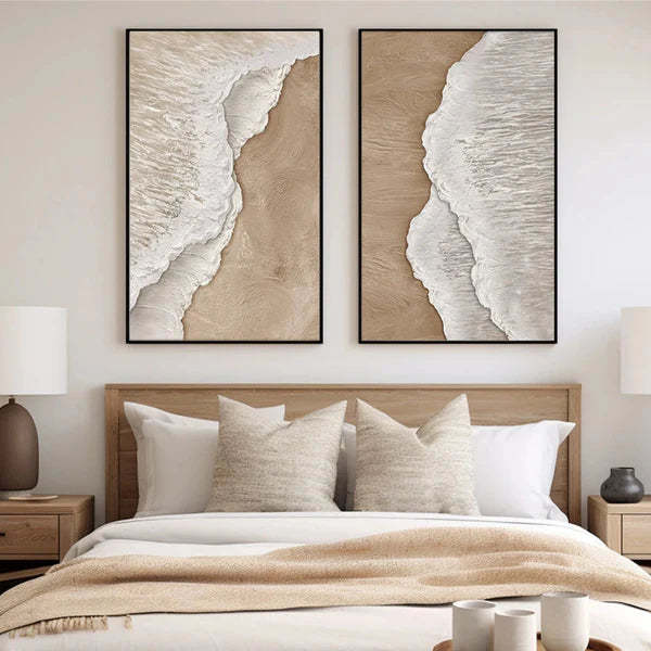 Wave Sand Harmony Ocean Waves Textured Abstract Wall Art