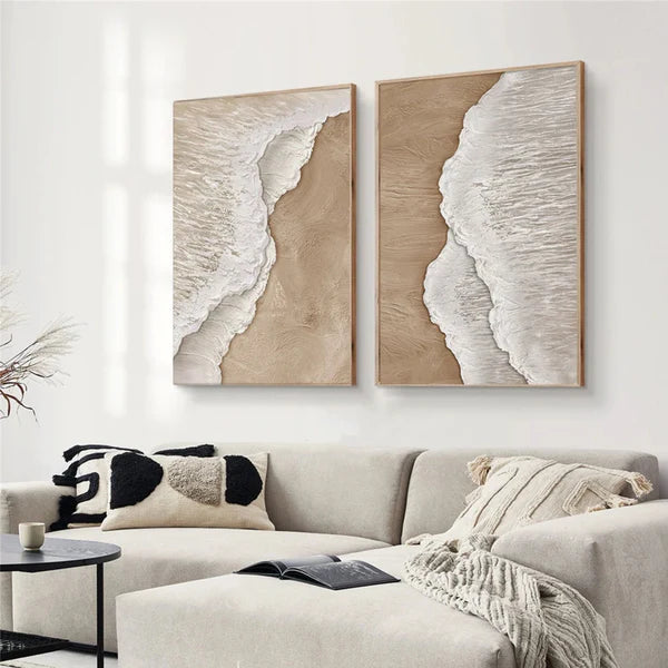 Wave Sand Harmony Ocean Waves Textured Abstract Wall Art