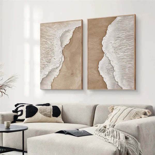 Wave Sand Harmony Ocean Waves Textured Abstract Wall Art
