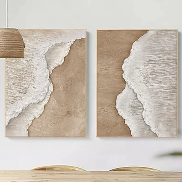 Wave Sand Harmony Ocean Waves Textured Abstract Wall Art