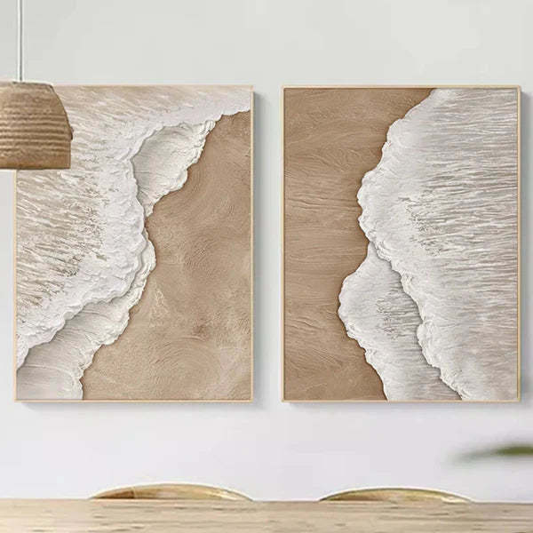 Wave Sand Harmony Ocean Waves Textured Abstract Wall Art