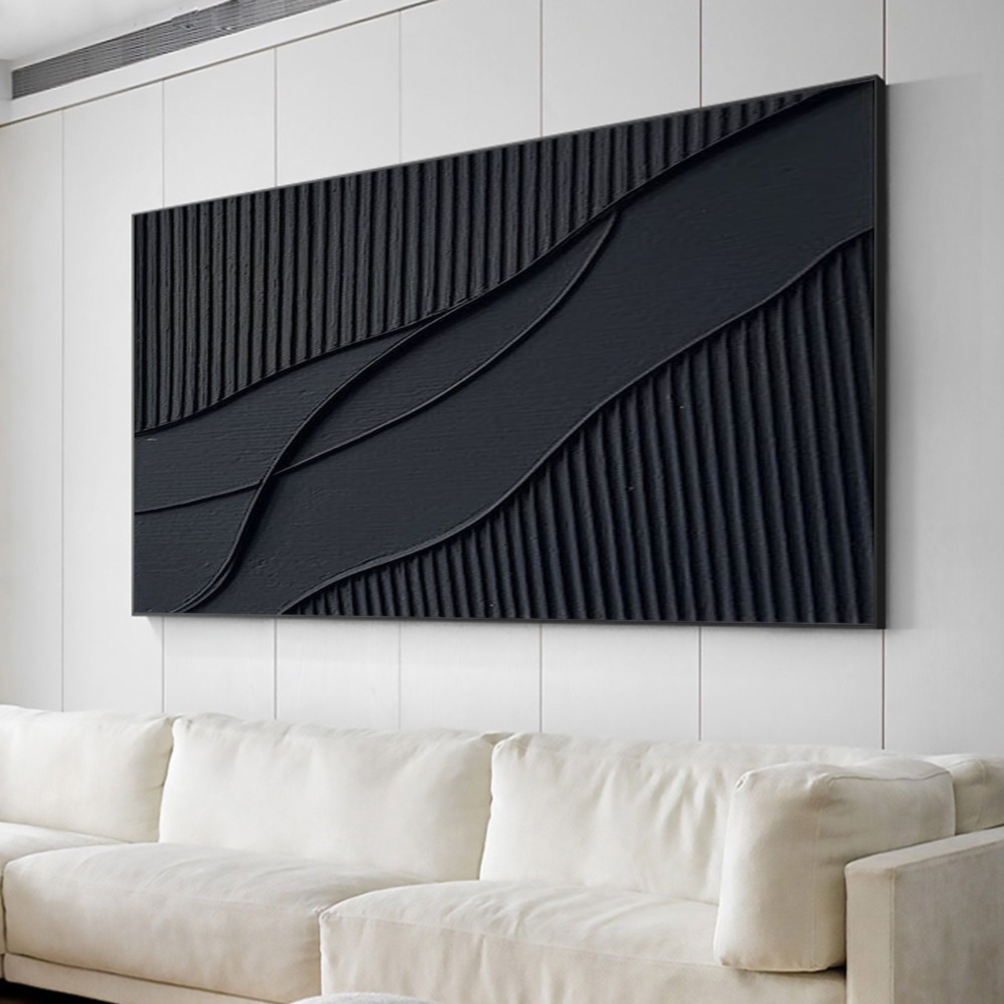 Rhythms of Shadow Minimalist Black Texture Abstract Wall Art