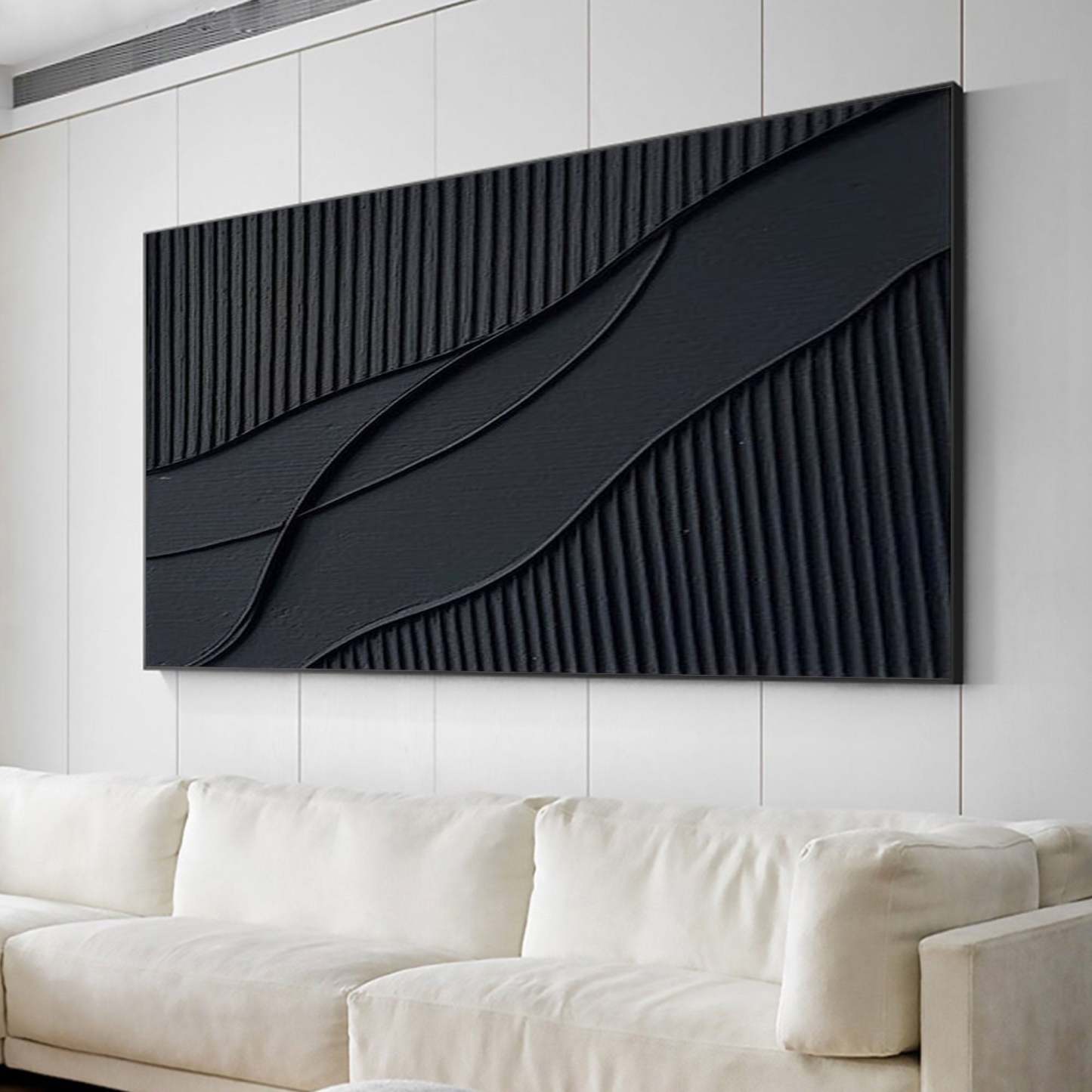 Rhythms of Shadow Minimalist Black Texture Abstract Wall Art