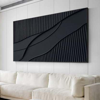 Rhythms of Shadow Minimalist Black Texture Abstract Wall Art