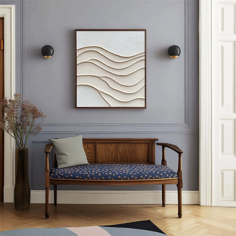 Tranquil Waves Geometric Rhythm Warm Tone Texture Wall Art