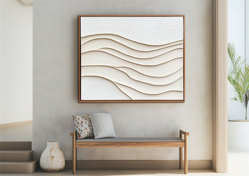 Tranquil Waves Geometric Rhythm Warm Tone Texture Wall Art