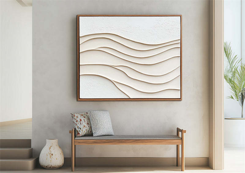 Tranquil Waves Geometric Rhythm Warm Tone Texture Wall Art