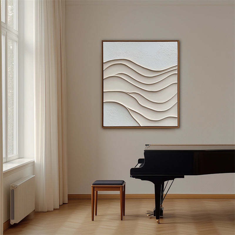 Tranquil Waves Geometric Rhythm Warm Tone Texture Wall Art