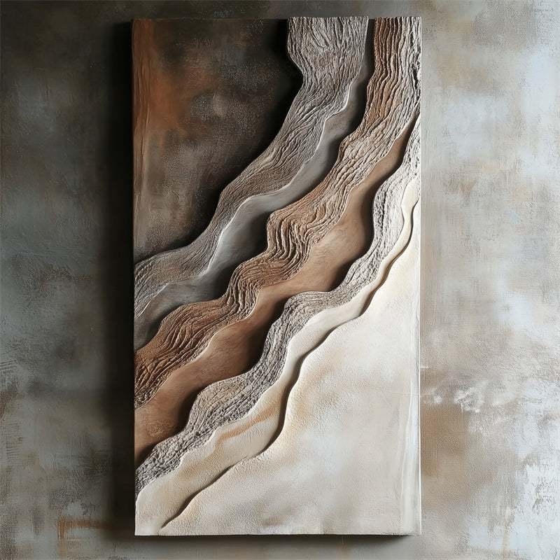 Layered Horizon Minimalist 3D Oil Painting Wall Mural