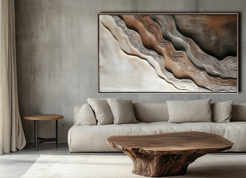Layered Horizon Minimalist 3D Oil Painting Wall Mural