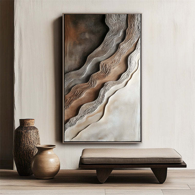 Layered Horizon Minimalist 3D Oil Painting Wall Mural