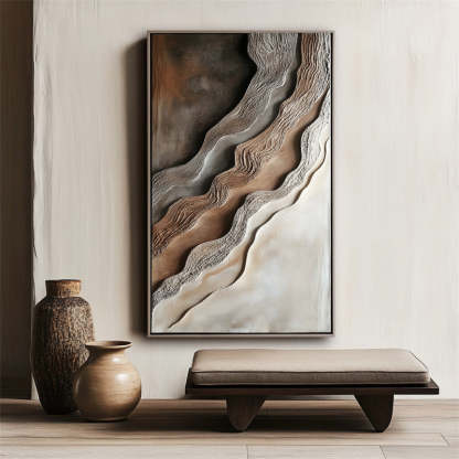 Layered Horizon Minimalist 3D Oil Painting Wall Mural