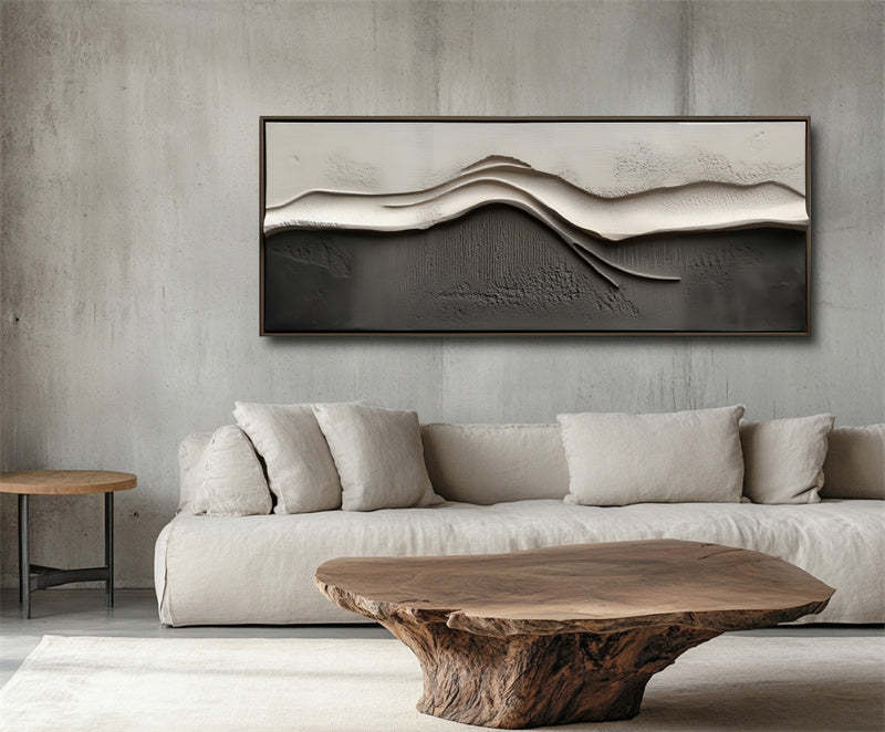 Tranquil Horizons Wabi Sabi Wind Ridge Relief Abstract Wall Art