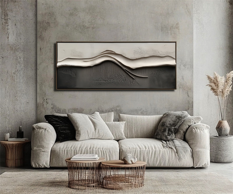 Tranquil Horizons Wabi Sabi Wind Ridge Relief Abstract Wall Art