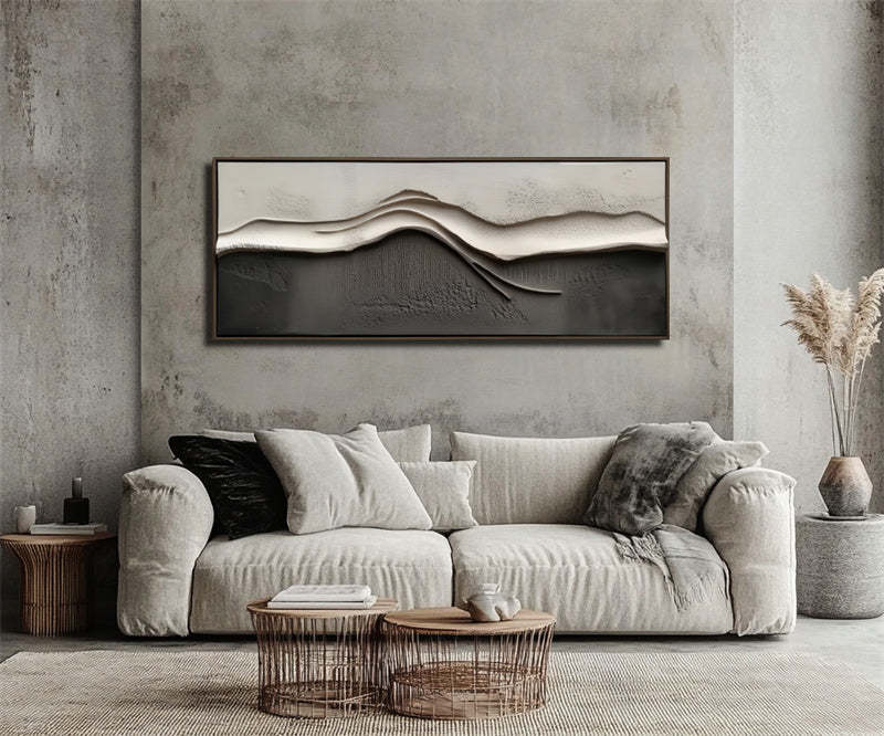 Tranquil Horizons Wabi Sabi Wind Ridge Relief Abstract Wall Art