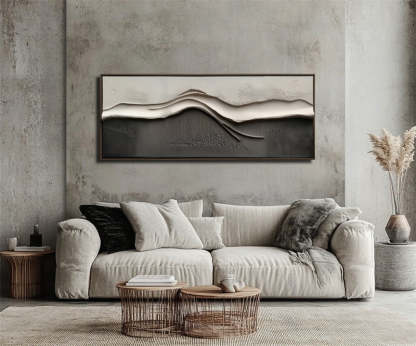 Tranquil Horizons Wabi Sabi Wind Ridge Relief Abstract Wall Art