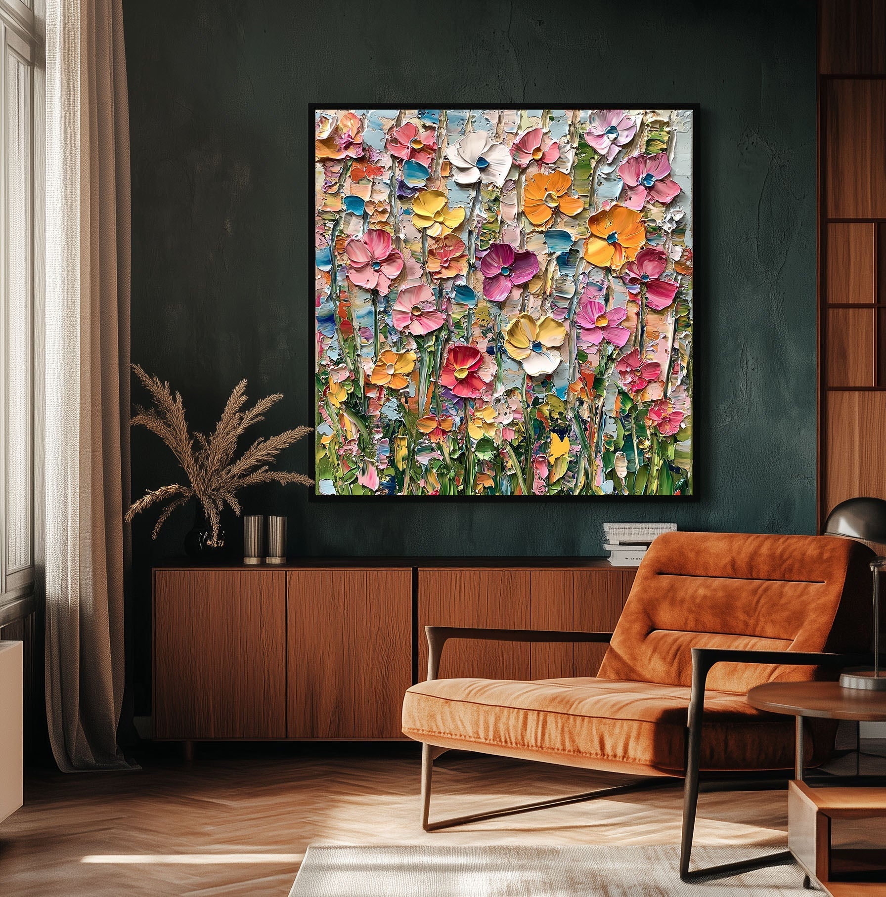 Garden Melody Vibrant Flower Abstract Wall Art Modern Decoration