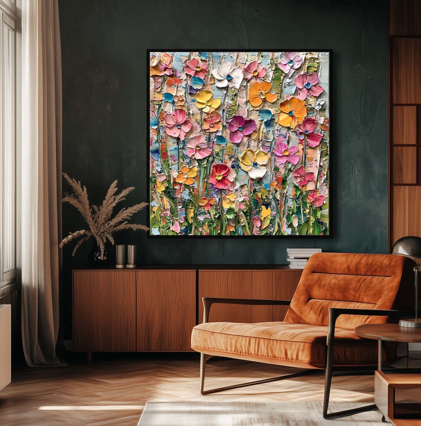 Garden Melody Vibrant Flower Abstract Wall Art Modern Decoration