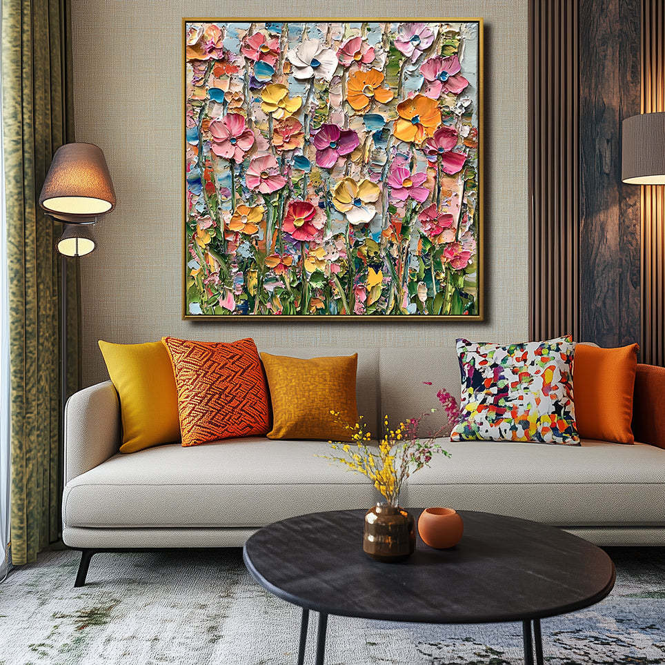 Garden Melody Vibrant Flower Abstract Wall Art Modern Decoration